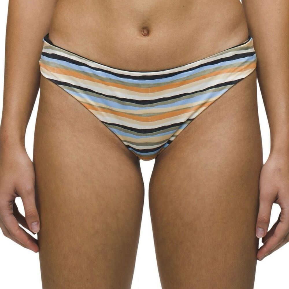 PrAna Gemma Reversible Bikini Bottom Water Stripe Size M NWT UPF 50